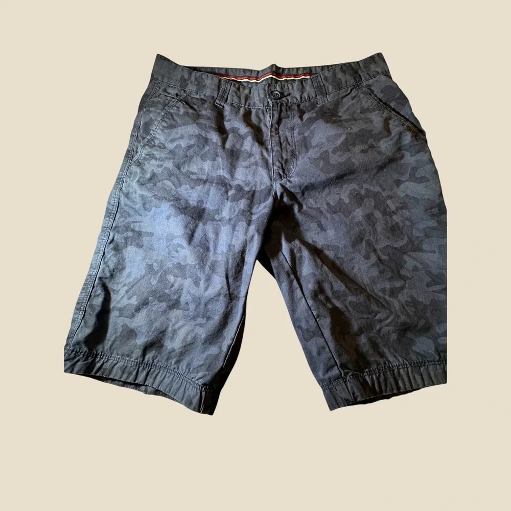 Buffalo David Bitton Empire Regular Camo Shorts Mens 32 Charcoal Grey Chino